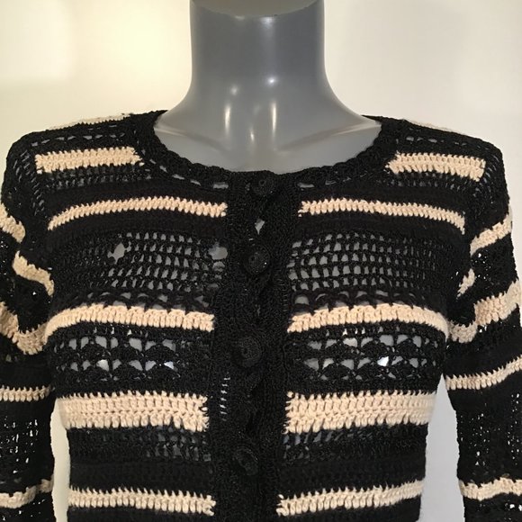 Whistles Crochet Knit Button Front Cardigan  Size 2 - Picture 5 of 11